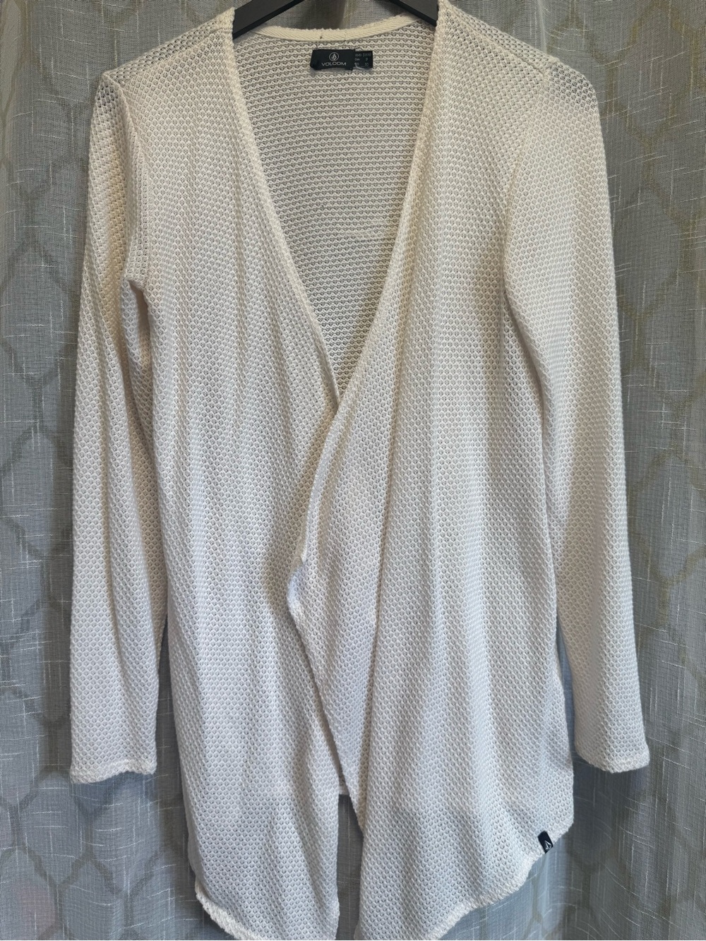 Volcom Cream Open-Front Waffle Knit Cardigan - Women